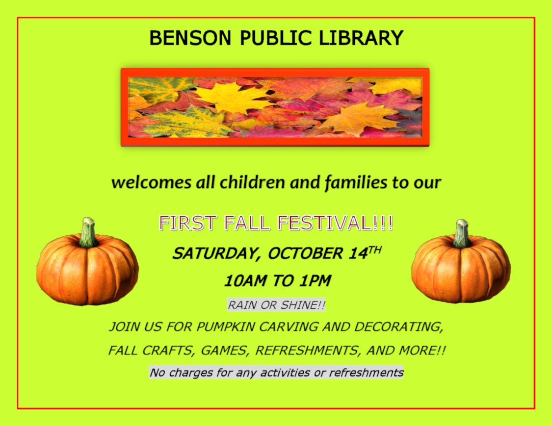 FREE! Benson Public Library Fall Festival